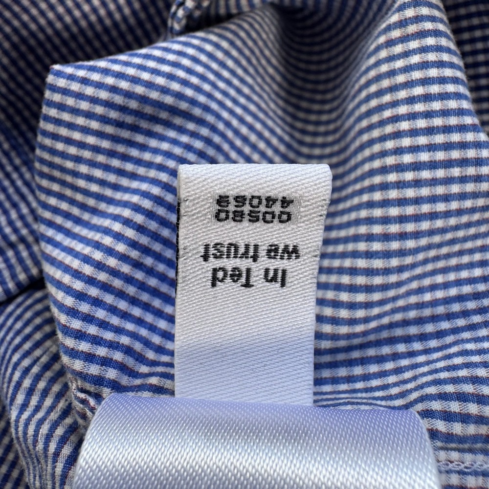 TED BAKER Long Sleeve Button Down Shirt Mens 2 (Small) Blue Check Turkey - Picture 7 of 16